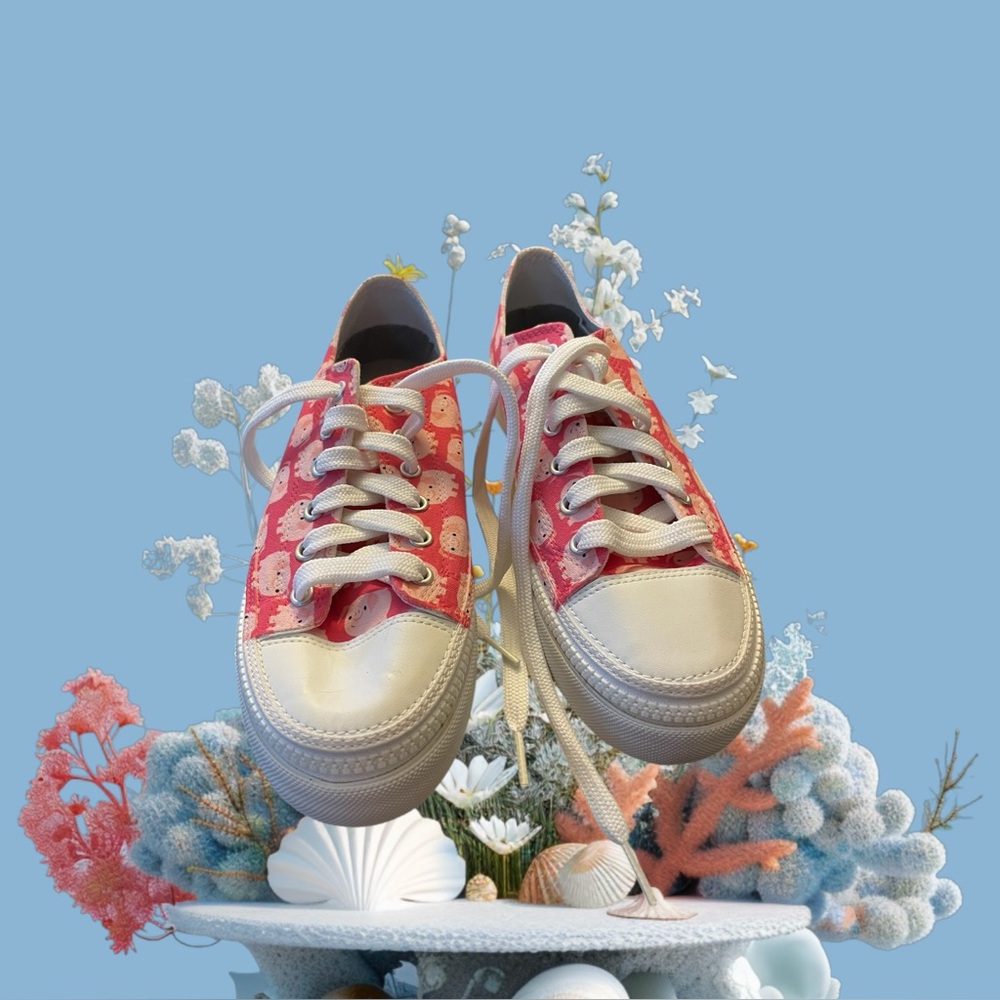 Women’s size 9 pink pigs custom painted sneakers.